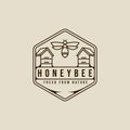 bee logo line art vector illustration template icon graphic design. langstroth hive sign or symbol for business fresh farm from