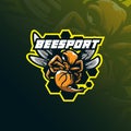 Bee logo mascot design sport vector with modern illustration concept style for badge, emblem and tshirt printing. angry bee Royalty Free Stock Photo