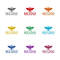 Bee logo template icon isolated on white background. Set icons colorful Royalty Free Stock Photo