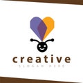Bee Love fly logo Royalty Free Stock Photo