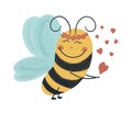 Bee in love and heart figures