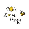 Bee Love honey Royalty Free Stock Photo