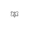 Bee with love wing logo icon template