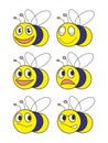 Bee in many expression cartoon