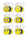 Bee in many expression cartoon Royalty Free Stock Photo