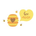 Bee mine cute lovely vector illustration drawing Royalty Free Stock Photo