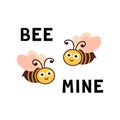 Bee mine. Two bees in love. Vector Illustration for printing, backgrounds, covers and packaging. Image can be used for Royalty Free Stock Photo