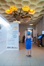 Bee Museum in Pastida Village. Greece. 30/05/2018. 6 years old girl is learning about secret life of bees. Island of Rhodes. Royalty Free Stock Photo