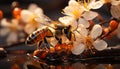 Bee in nature, macro insect, flower, honey, animal pollination generated by AI Royalty Free Stock Photo