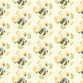 bee pattern with deal and flowers ornamnet