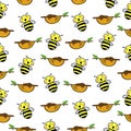 Bee Pattern Seamless background. Royalty Free Stock Photo