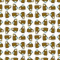 Bee pattern seamless. bees and hives background vector. Baby fabric ornament Royalty Free Stock Photo