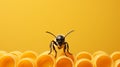 Minimalist Conceptual Photography: The Black Bee On Yellow Background