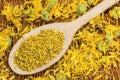 Bee pollen grains with dry yellow calendula