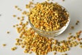 Bee Pollen granules in a glass bowl