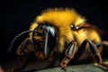 The bee with the pollen on its head and legs. A striking macro shot. Generative AI Royalty Free Stock Photo