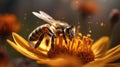 A bee pollinating a flower, showcasing the vital role each plays in the survival of the other, illustrating the concept of mutual Royalty Free Stock Photo