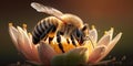 bee pollinating illustration design art Royalty Free Stock Photo