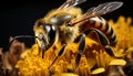 Bee pollination, nature beauty in small insect generated by AI