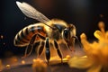 Bee Pollination Realistic flying honey bees collect pollen from vibrant flowers