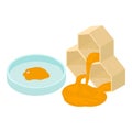 Bee product icon isometric vector. Honeycomb and drop honey in petri dish icon