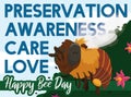 Bee Promoting Conservation Precepts for Bee Day Celebration, Vector Illustration