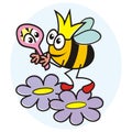 Bee - Queen, humorous vector illustration Royalty Free Stock Photo