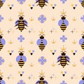 Bee queen seamless pattern Royalty Free Stock Photo