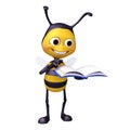 Bee read a book Royalty Free Stock Photo