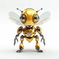 Bee robot, cute robotic insect isolated over white background. Created with generative Ai
