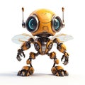 Bee robot, cute robotic insect isolated over white background. Created with generative Ai