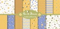 Bee seamless pattern collection Summer set Cute flying bees flowers honey geometric baby print Vector