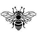 Bee silhouette black drawn in flat style. Design for company logo, emblem Royalty Free Stock Photo