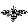 Bee silhouette drawn in black in a flat style. Design for company logo, emblem, stencil Royalty Free Stock Photo