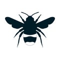 Bee silhouette icon falt design