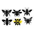 Bee Silhouette Vector Designs. Royalty Free Stock Photo