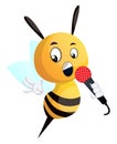 Bee singing, illustration, vector