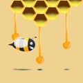 Bee Smile Under Honeycomb. Vector Illustration
