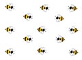 Bee. Striped bees on a white background. Yellow black cartoon bees on a white background. Pattern.