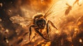 a bee takes center stage in a close-up shot that amplifies the tension. The bee\'s presence in this mysterious atmosphere is