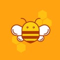 Bee thin lined icon. Bumblebee logotype design. Royalty Free Stock Photo