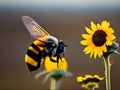 Bee try to pollinate sunflower