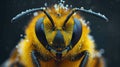 Bee under microscope macro portrait, isolated on black background.Generative AI Royalty Free Stock Photo