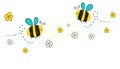 Bee vector with daisy flower banner background Royalty Free Stock Photo