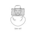 Bee veil line art illustration.