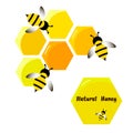 Bee wasp honey in flat style. Icon of natural products on white background.