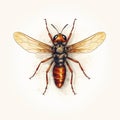 Bee Wasp And Other Insect Illustrations: Hand-drawn Sketches In Dark Red And Light Amber