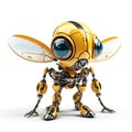 Bee or wasp robot, robotic insect isolated over white background. Created with generative Ai