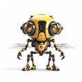 Bee or wasp robot, robotic insect isolated over white background. Created with generative Ai