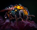 A bee works on a. A close up of a bug on a flower. Royalty Free Stock Photo